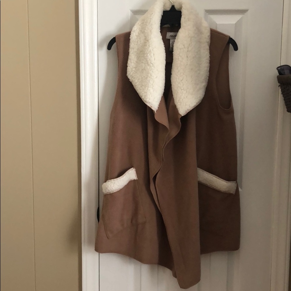 Tan faux fur vest